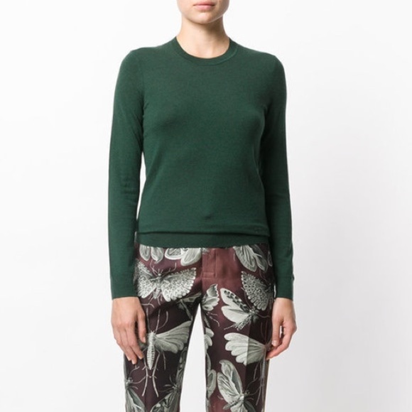 Tory Burch | Iberia Long Sleeve Pullover Sweater In Emerald Green Size XXS - Picture 2 of 10